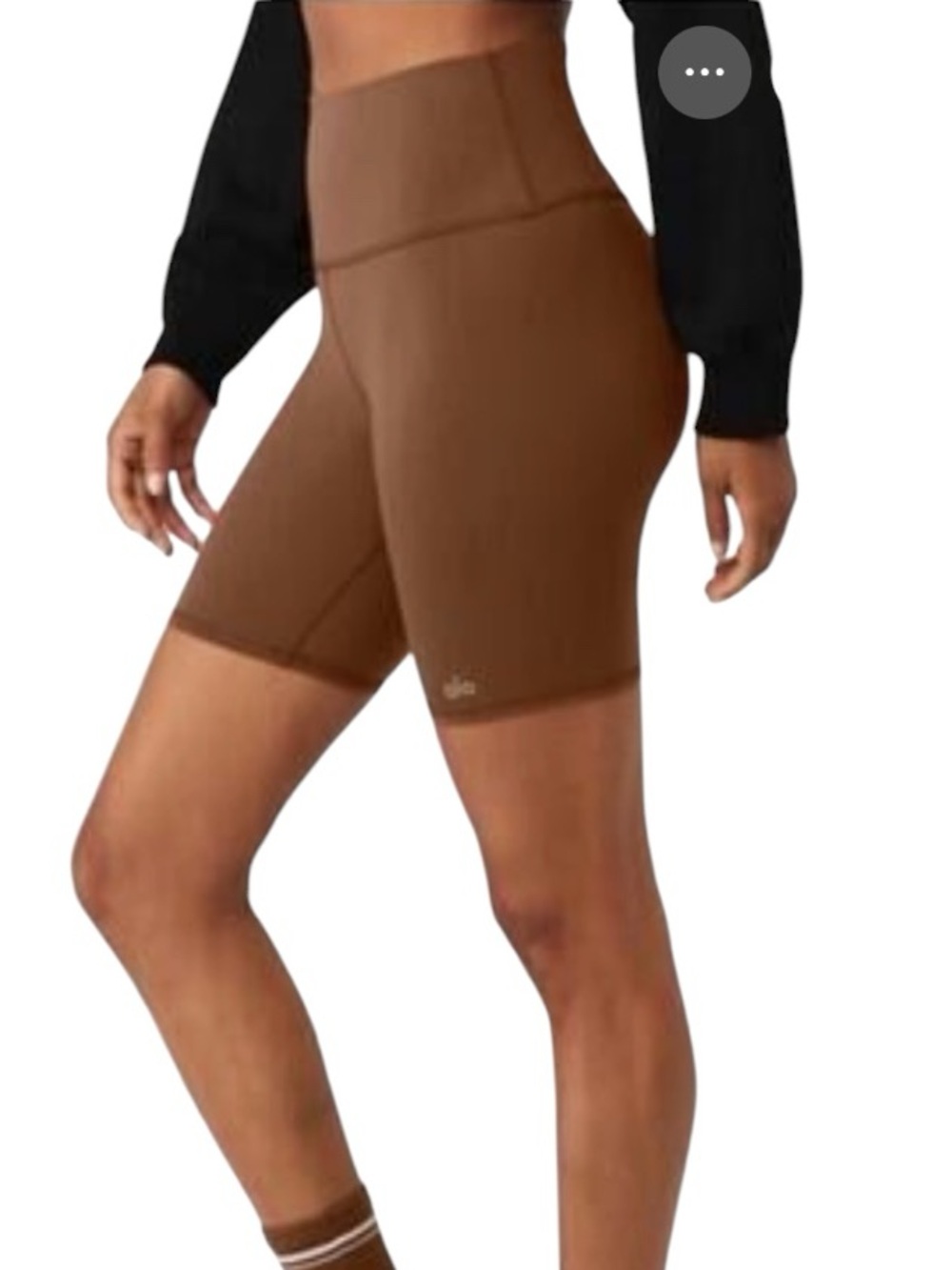 NWOT ALO Yoga High-Waist Biker Shorts Espresso Brown 7” Gymcore